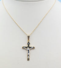 Load image into Gallery viewer, Crucifix Cross Pendant &amp; Chain - 14K Yellow &amp; White Gold