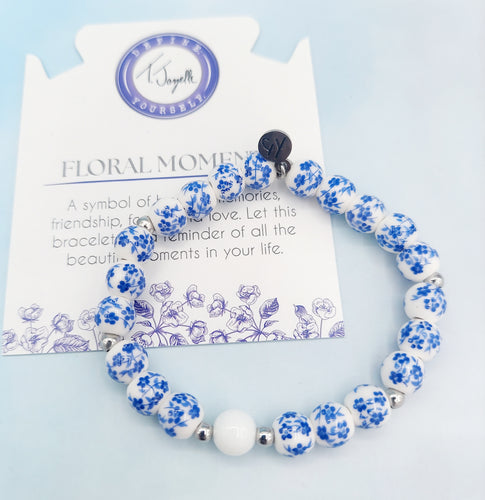 Blue (Silver) Floral Moments Bracelet - TJazelle