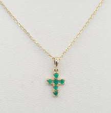 Load image into Gallery viewer, Emerald Cross Pendant &amp; Necklace - 14K Gold