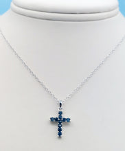 Load image into Gallery viewer, Mini Dazzle Cross Sapphire Necklace - Samuel B