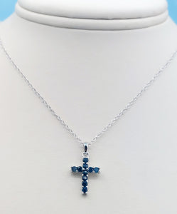 Mini Dazzle Cross Sapphire Necklace - Samuel B