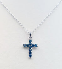 Load image into Gallery viewer, Mini Dazzle Cross Sapphire Necklace - Samuel B