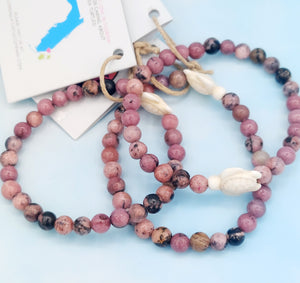 Rhodonite Sea Turtle Stretch Bracelet - Florida Sea Turtle Co