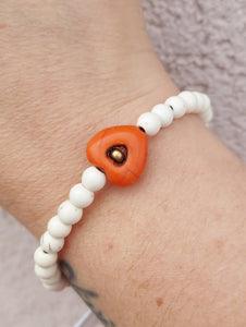 Orange Turtle and Heart Sea Turtle Bracelet - Florida Sea Turtle Co