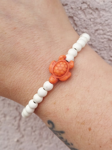 Orange Turtle and Heart Sea Turtle Bracelet - Florida Sea Turtle Co