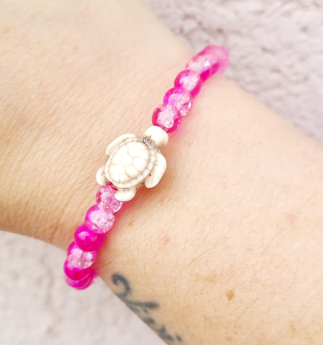 Pink Crackle Sea Turtle Bracelet - Florida Sea Turtle Co