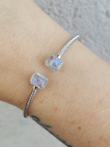 Glitz Rainbow Moonstone Cuff Bangle Bracelet - Samuel B