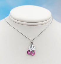 Load image into Gallery viewer, Pink CZ Enamel Ballet Slipper Charm on 16" Chain - Sterling Silver