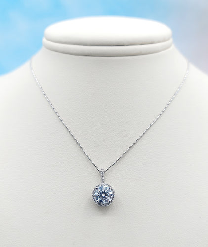 1.07 Carat Lab Diamond Solitaire Necklace - 14K White Gold