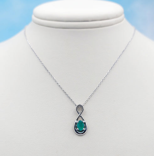 Emerald Infinity Necklace - 14K White Gold - Custom Design