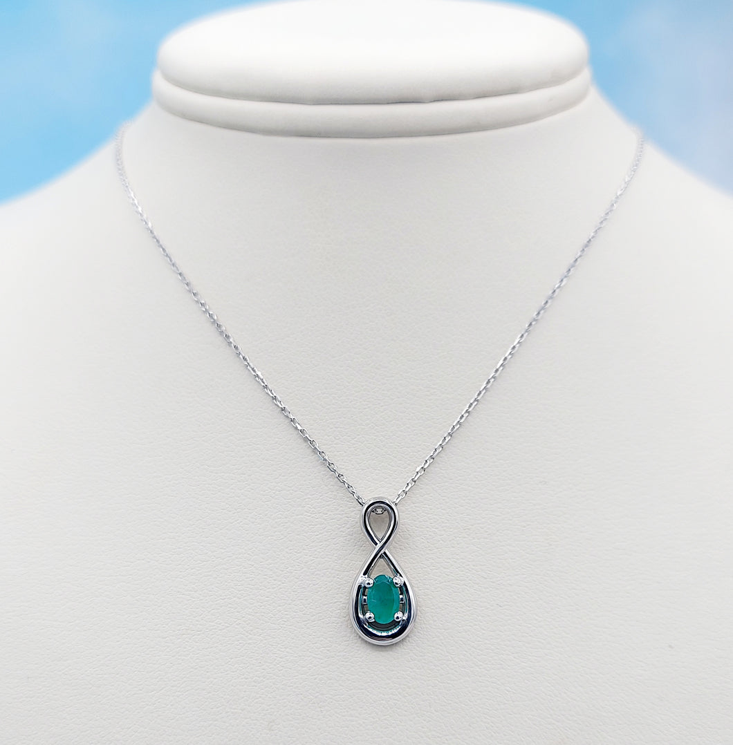 Emerald Infinity Necklace - 14K White Gold - Custom Design