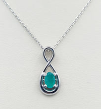 Load image into Gallery viewer, Emerald Infinity Necklace - 14K White Gold - Custom Design
