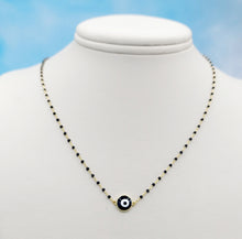 Load image into Gallery viewer, Black Enamel Eye Necklace - Gold Plated Sterling Silver