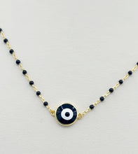Load image into Gallery viewer, Black Enamel Eye Necklace - Gold Plated Sterling Silver