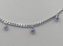 Load image into Gallery viewer, Curb Link CZ Drop Necklace - Sterling Silver