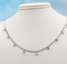Load image into Gallery viewer, Curb Link CZ Drop Necklace - Sterling Silver