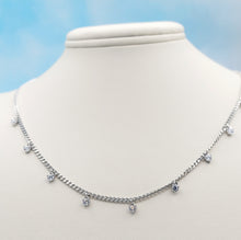 Load image into Gallery viewer, Curb Link CZ Drop Necklace - Sterling Silver