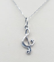 Load image into Gallery viewer, G Clef Music Necklace - Sterling Silver