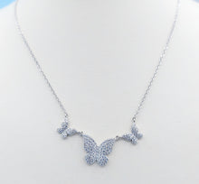 Load image into Gallery viewer, Triple CZ Butterfly Necklace - Sterling Silver