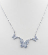 Load image into Gallery viewer, Triple CZ Butterfly Necklace - Sterling Silver