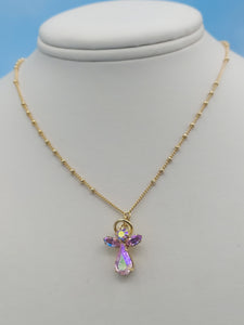 Pink Crystal Angel Necklace - Luca and Danni