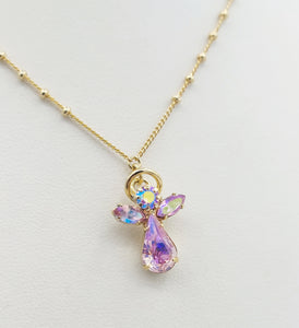 Pink Crystal Angel Necklace - Luca and Danni