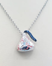 Load image into Gallery viewer, Breast Cancer Ribbon Hershey Kiss Necklace - Sterling Silver
