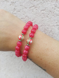 Rose Jade Evil Eye Bracelet- TJazelle