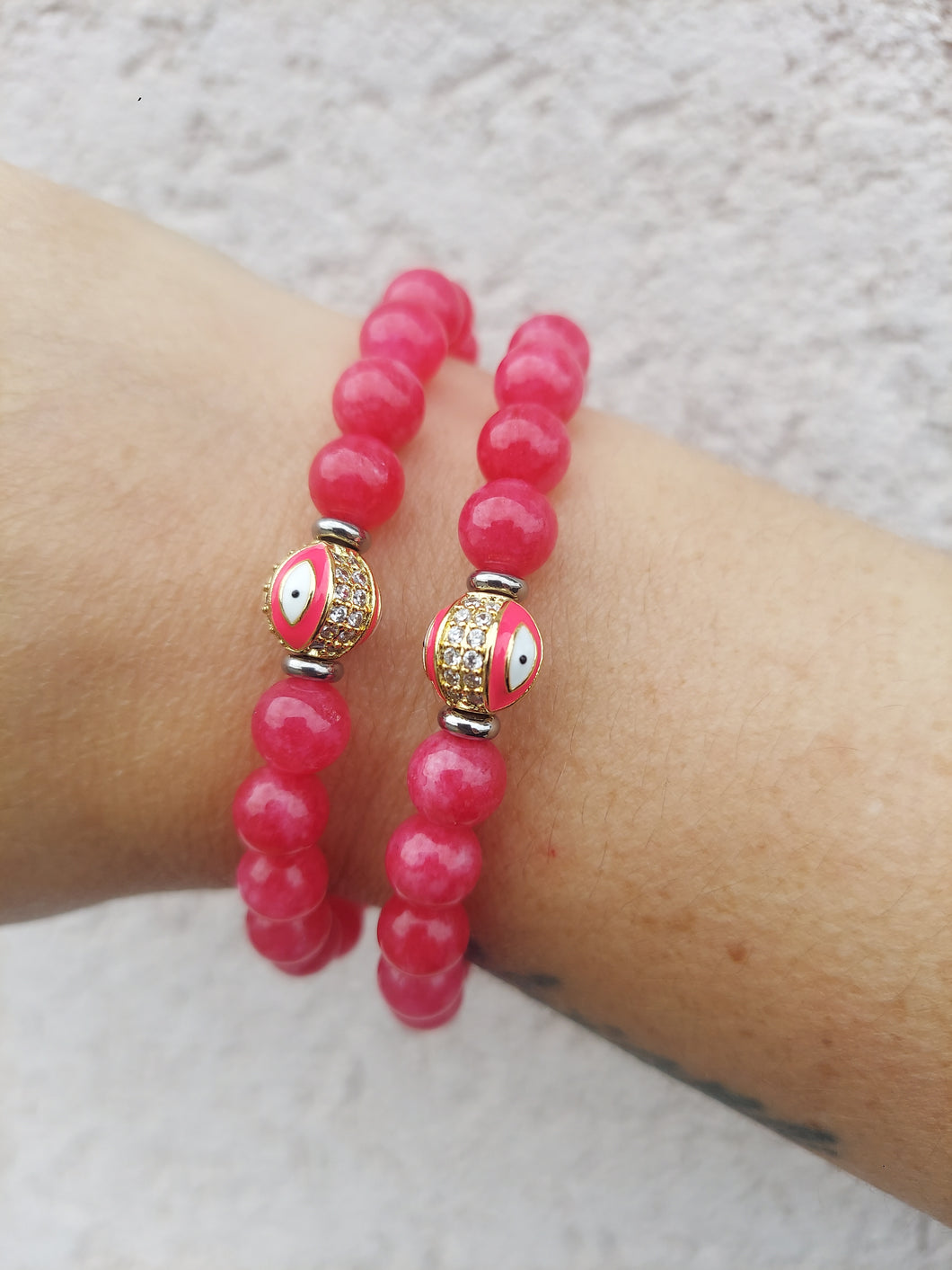 Rose Jade Evil Eye Bracelet- TJazelle