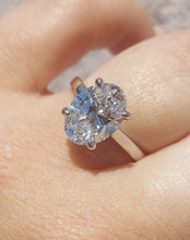 Load image into Gallery viewer, Lab Created 3 Carat Oval Diamond Engagement Ring - 14K White Gold