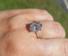 Load image into Gallery viewer, Lab Created 3 Carat Oval Diamond Engagement Ring - 14K White Gold