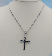 Load image into Gallery viewer, Solid Polished Cross on 22&quot; Chain - Sterling Silver