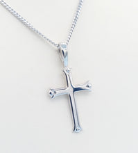 Load image into Gallery viewer, Solid Polished Cross on 22&quot; Chain - Sterling Silver