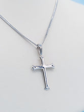 Load image into Gallery viewer, Solid Polished Cross on 22&quot; Chain - Sterling Silver