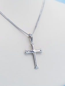 Solid Polished Cross on 22" Chain - Sterling Silver