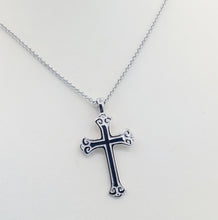 Load image into Gallery viewer, Solid Scroll Cross on 18&quot; Chain - Sterling Silver