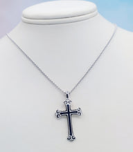 Load image into Gallery viewer, Solid Scroll Cross on 18&quot; Chain - Sterling Silver