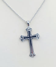 Load image into Gallery viewer, Solid Scroll Cross on 18&quot; Chain - Sterling Silver