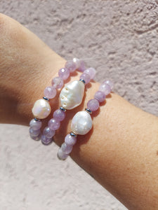 Mauve Jade Pearl Coin Beaded Bracelet - TJazelle Marie's Exclusive