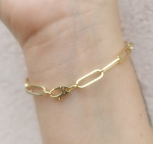 Load image into Gallery viewer, 7" Large Link Paperclip Bracelet - 14K Yellow Gold