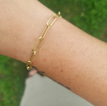Load image into Gallery viewer, 7" Large Link Paperclip Bracelet - 14K Yellow Gold