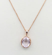 Load image into Gallery viewer, Oval Morganite &amp; Rose Gold Rope Detail Necklace - 14K Rose Gold