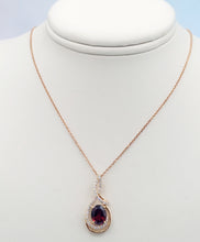 Load image into Gallery viewer, Garnet, Diamond and Rose Gold Necklace - 14K Rose Gold