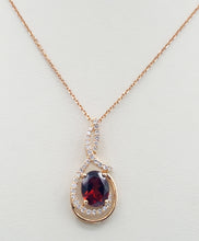 Load image into Gallery viewer, Garnet, Diamond and Rose Gold Necklace - 14K Rose Gold
