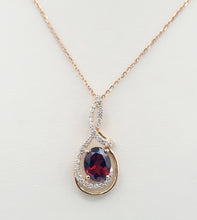 Load image into Gallery viewer, Garnet, Diamond and Rose Gold Necklace - 14K Rose Gold