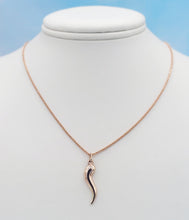 Load image into Gallery viewer, Italian Horn on Wheat Chain - 14K Rose Gold