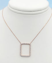 Load image into Gallery viewer, Diamond Open Rectangle Necklace - 14K Rose Gold