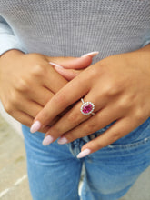 Load image into Gallery viewer, Oval Rubellite and Diamond Ring - 14K Rose Gold
