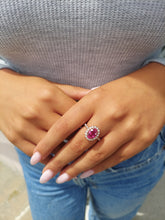 Load image into Gallery viewer, Oval Rubellite and Diamond Ring - 14K Rose Gold