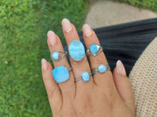 Load image into Gallery viewer, Feather &amp; Larimar Ring - Sterling Silver